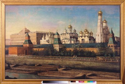 Utsikt över Kreml i Moskva. Målning av Nikolai Ivanovich Podklyuchnikov (1813-1877), olja på duk. Rysk konst från 1800-talet. State United Museum Center i Kreml, Moskva. av Nikolay Ivanovich Podklyuchnikov