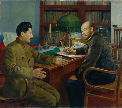 Lenin och Stalin, 1938 av Nikolay Ivanovich Shestopalov