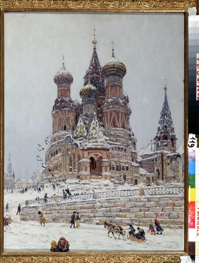 ""Röda torget i Moskva med utsikt över St. Basil