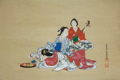 Tre skönheter, 1700-tal. av Nishikawa Sukenobu