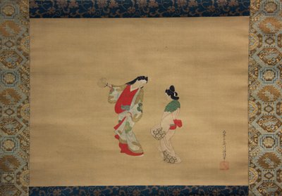 Kvinna och skötare, 1700-talet. av Nishikawa Sukenobu