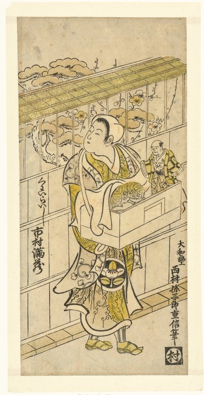 Skådespelaren Ichikawa Manzo som dockspelare av Nishimura Shigenobu