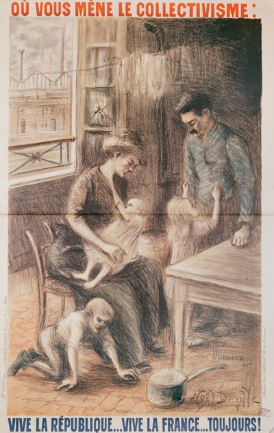 A Factory Workers House, valaffisch, 1909 färg litho av Noel Dorville