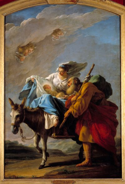 Flyget till Egypten. Målning av Christmas Halle (1711-1781) av Noel Halle