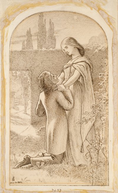 Två älskare i en stjärnbelyst trädgård, 1862 av Noel Paton