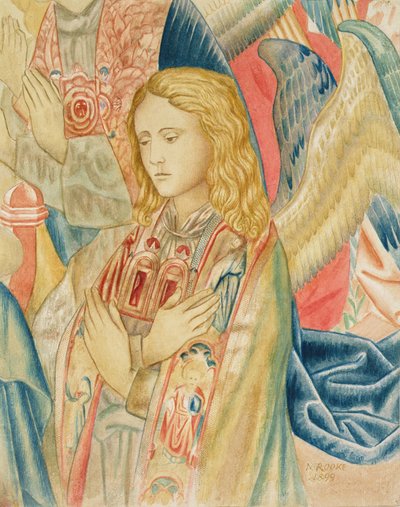 Ängel, efter en detalj av en flamländsk gobeläng på South Kensington Museum (VA) av Noel Rooke