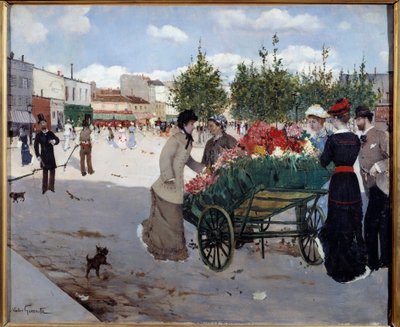 Florist på Boulevard Rochechouart i Paris (Marche de la Madeleine). Målning av Norbert Goeneutte (1854-1894) av Norbert Goeneutte