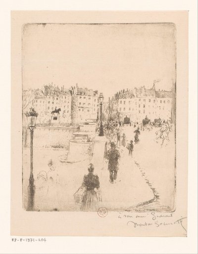 Utsikt över Pont Neuf i Paris av Norbert Goeneutte