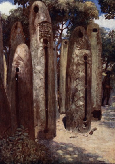 Drum Grove at Mele, New Hebrides (färg litho) av Norman Hardy