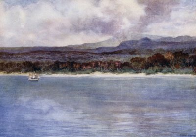 Mount Marion, den aktiva vulkanen, ön Ambryn, Nya Hebriderna (färg litho) av Norman Hardy