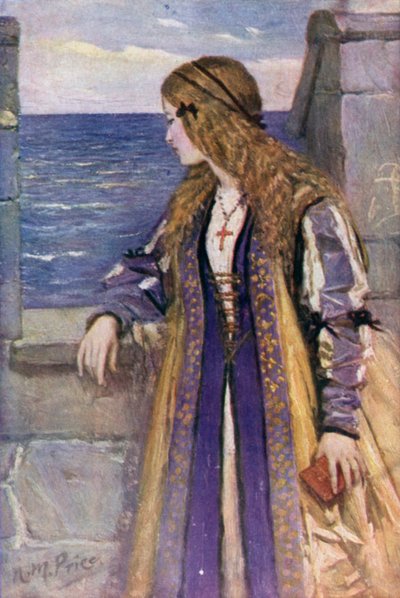 Clare på Tantallons pannborg (färg litho) av Norman Mills (after) Price
