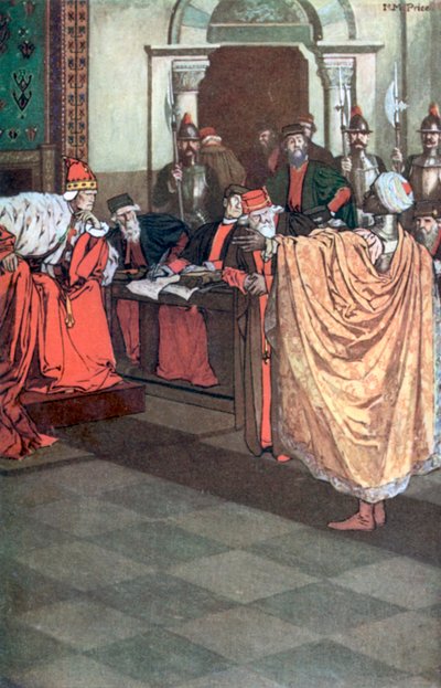 Othello, "Hon älskade mig för de faror jag hade gått igenom". Othello - Akt I, Scen 3 (färglitografi) av Norman Mills (after) Price