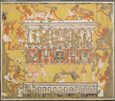 Att bygga en katafalk, Ipuys grav, ca. 1279–1213 f.Kr. (tempera på papper) av Norman de Garis Davies