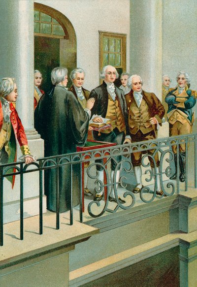George Washington avlägger ed som president av North American