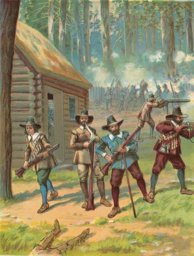 Pilgrimmene, der bekæmper indianerne av North American