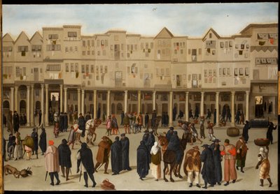 Stadsscen i Lissabon (olja på duk) av Northern European School