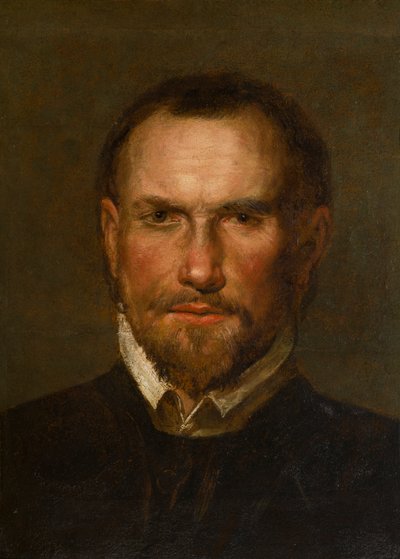Porträtt av en okänd skäggig man, ca 1501-99 (olja och papper på panelen) av Northern Italian School
