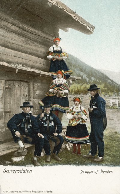 Grupp av bönder, Setesdal, Norge av Norwegian Photographer