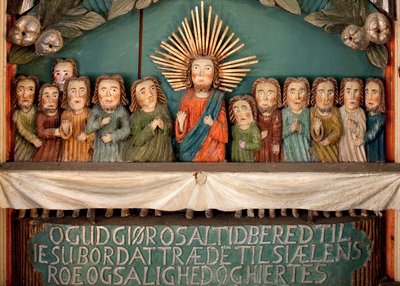 Nattvarden, detalj av altartavlan (målat trä) av Norwegian School