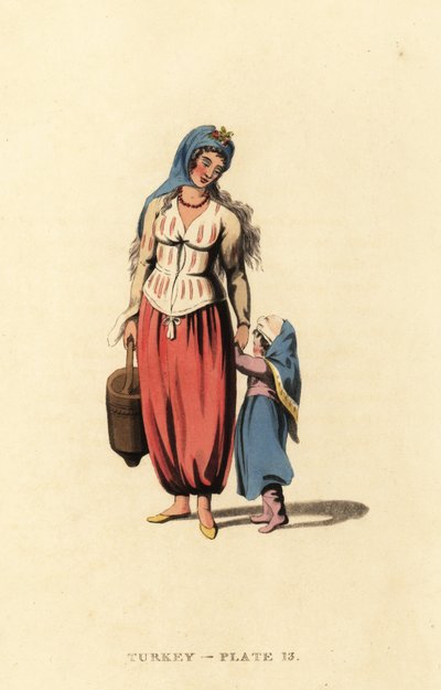 Grekisk kvinna med sin dotter, Marmara Island av Octavian (after) Dalvimart