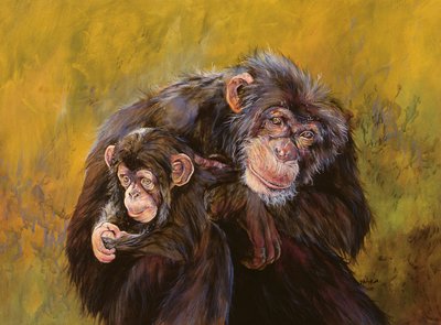 Chimpanzees (akryl på duk) av Odile Kidd
