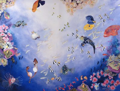 Underwater World IV (akryl på duk) av Odile Kidd