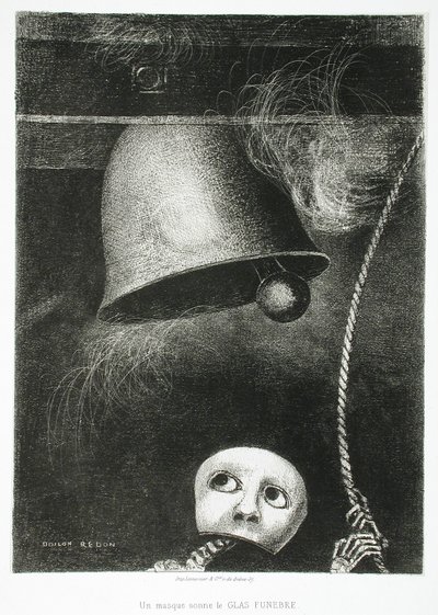 En mask låter dödsstöten av Odilon Redon