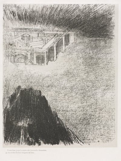 Och jag, Johannes, såg den heliga staden, det nya Jerusalem, komma ner från Gud och ut från himlen av Odilon Redon