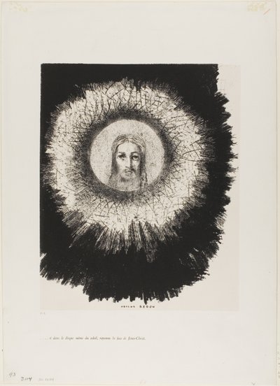 Och i Very Disk of the Sun Lights the Face of Jesu Kristi, skylt 10 från The Temptation of Saint Anthony (1:a serien) av Odilon Redon