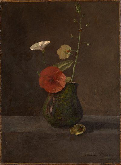 Blomsterstilleben i en grön kanna av Odilon Redon