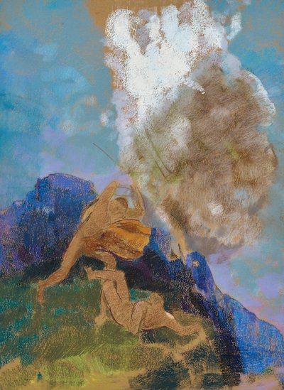 Kain och Abel, ca 1890 (pastell på tonat papper) av Odilon Redon