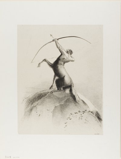 Kentaur som siktar på molnen av Odilon Redon