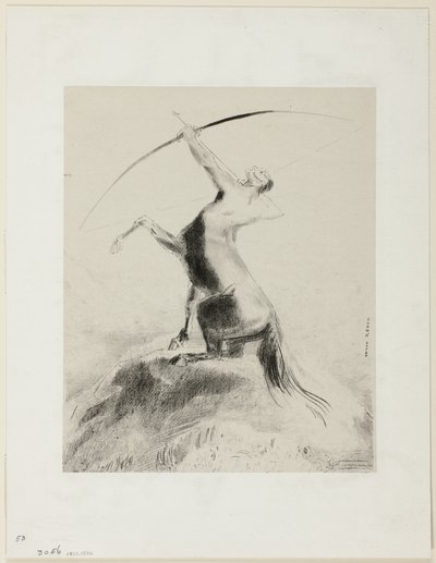 Kentaur som siktar på molnen av Odilon Redon