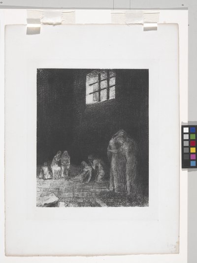 In the Shadow Of People Weep And Pray... (litografi på kinesiskt applikationspapper) av Odilon Redon