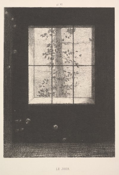 Day Le Jour, från serien, Dreams Songes, tallrik VI, 1891. av Odilon Redon