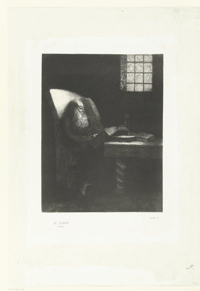 Läsaren Le Liseur (titel på objekt) Porträtt av Rodolphe Bresdin av Odilon Redon