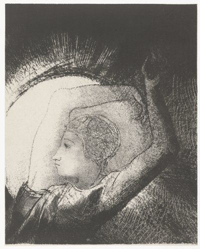 En kvinna klädd med solen ...une femme revêtue du Soleil (titel på objekt) Apocalypse de Saint-Jean (serietitel) Johannes uppenbarelse (serietitel) av Odilon Redon