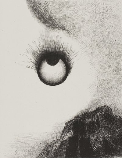 Överallt brinner ögongloberna, tallrik 9 från The Temptation of Saint Anthony (1:a serien) av Odilon Redon