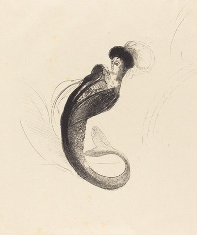 Femme a la torque ornee (Kvinna med en plymerad hatt) av Odilon Redon