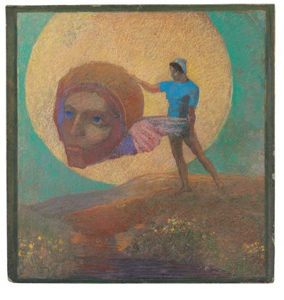 Figur som bär ett bevingat huvud (Icarus fall) av Odilon Redon