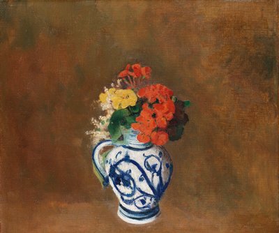 Blommor i en blå vas, ca 1900 av Odilon Redon