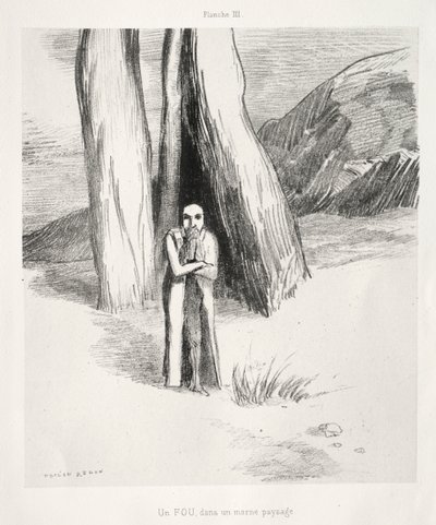 Homage to Goya: A Madman in a Dismal Landscape, 1885. av Odilon Redon