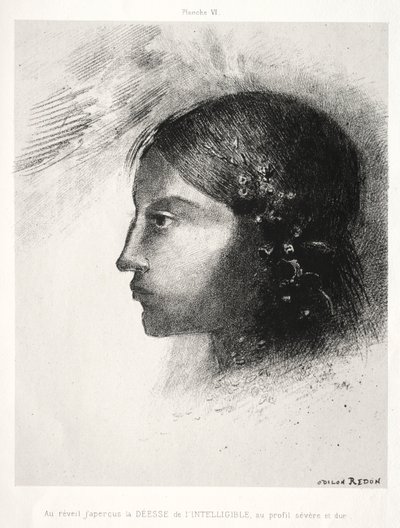 Homage to Goya: Upon Awakening I Saw the Goddess of the Intelligible, 1885. av Odilon Redon