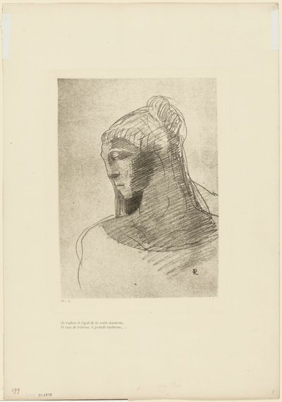 I Adore You as I Adore the Vault of the Night Sky, O Vessel of Sadness, O Tall Silent Woman, tallrik 2 av 9 av Odilon Redon