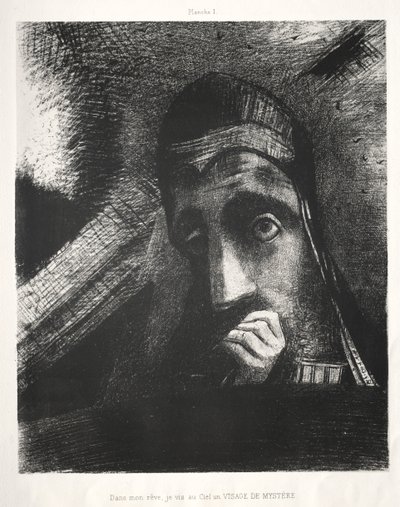 I min dröm såg jag på himlen ett ansikte av mystik av Odilon Redon