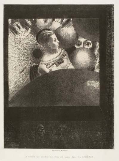 In the Spheres (The Breath Who Leads Living Creatures is also in the Spheres), tallrik fem från To Edgar Poe av Odilon Redon