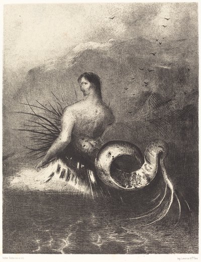 La sirene sortit des flots vetue de dards (Sirenen klädd i hullingar, dök upp ur vågorna av Odilon Redon
