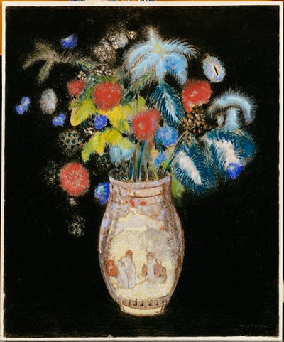 Stor bukett på en svart bakgrund, c.1910 av Odilon Redon