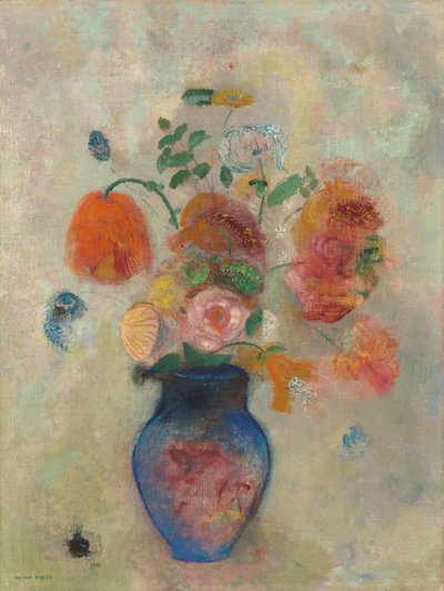 Stor vas med blommor av Odilon Redon