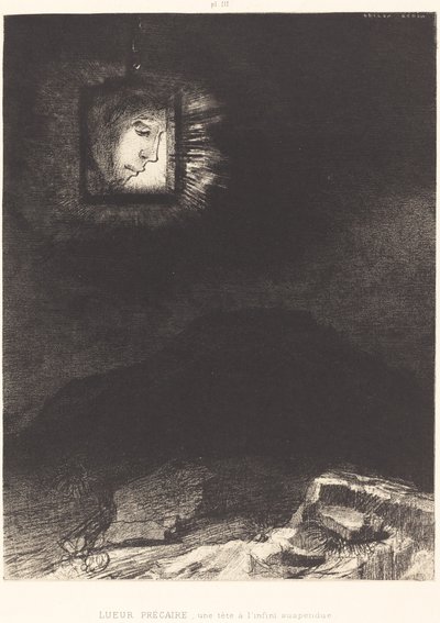 Osäkra glimt, ett huvud upphängt av Odilon Redon